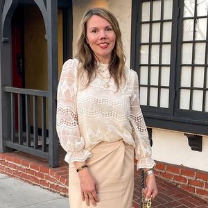 Chicwish ivory organza lace blouse top medium